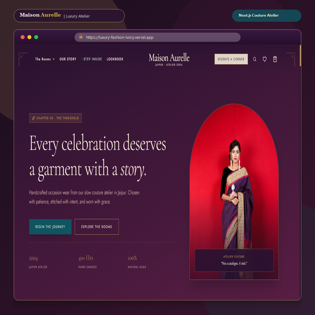 Maison Aurelle - Luxury Fashion & Bridal Couture E-Commerce Platform developed by Safforix